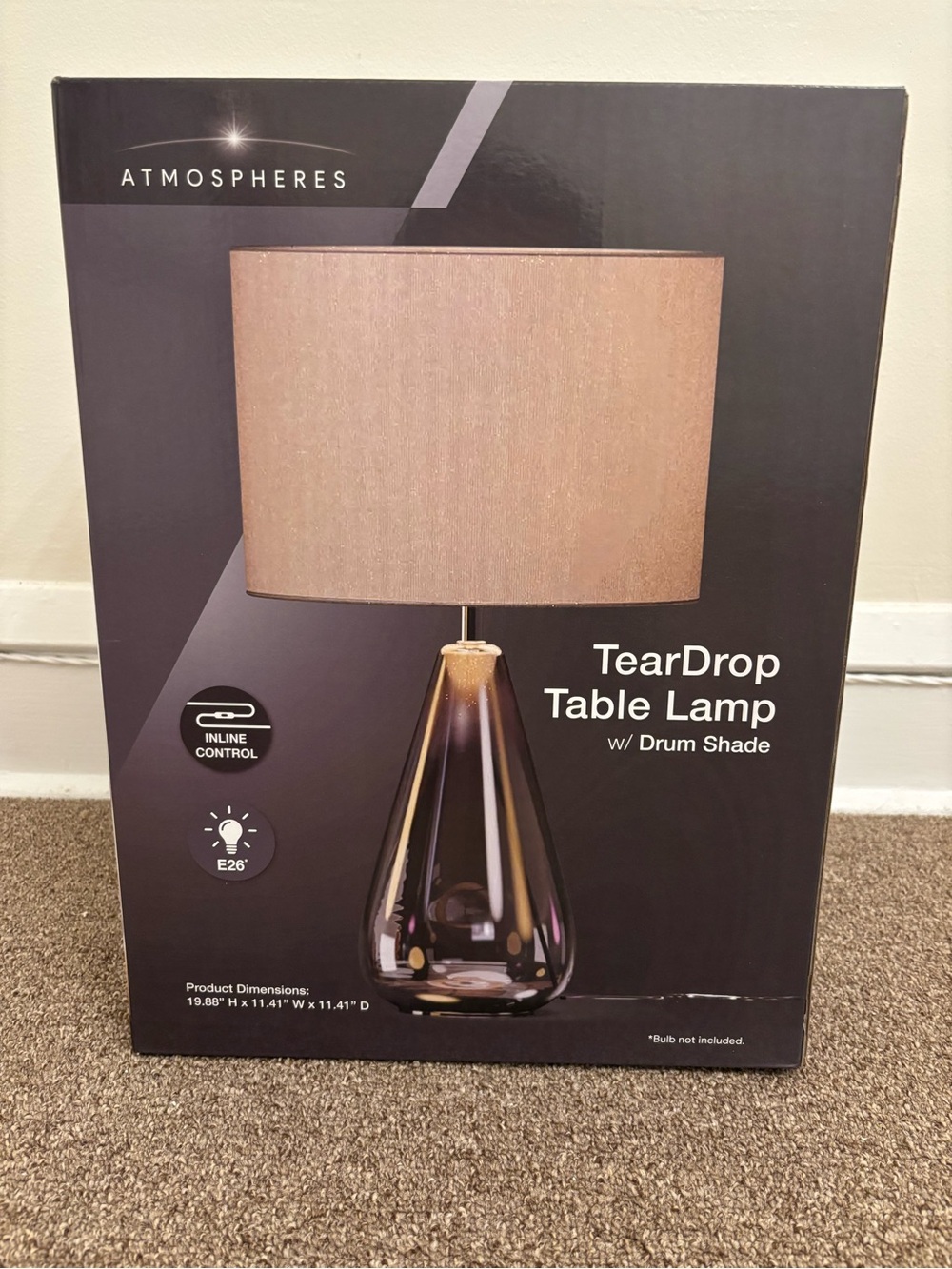 Atmosphere TearDrop Table Lamp - Black Box with Beige Lamp Shades